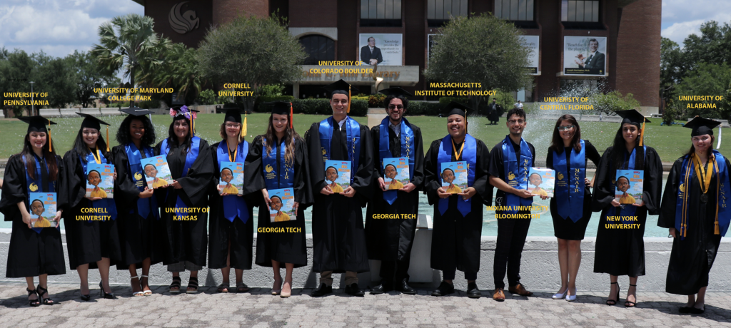 2021 McNair Scholars pose in front of the Reflecting Pond in front of Millican Hall