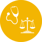 image of stethoscope and scales of justice