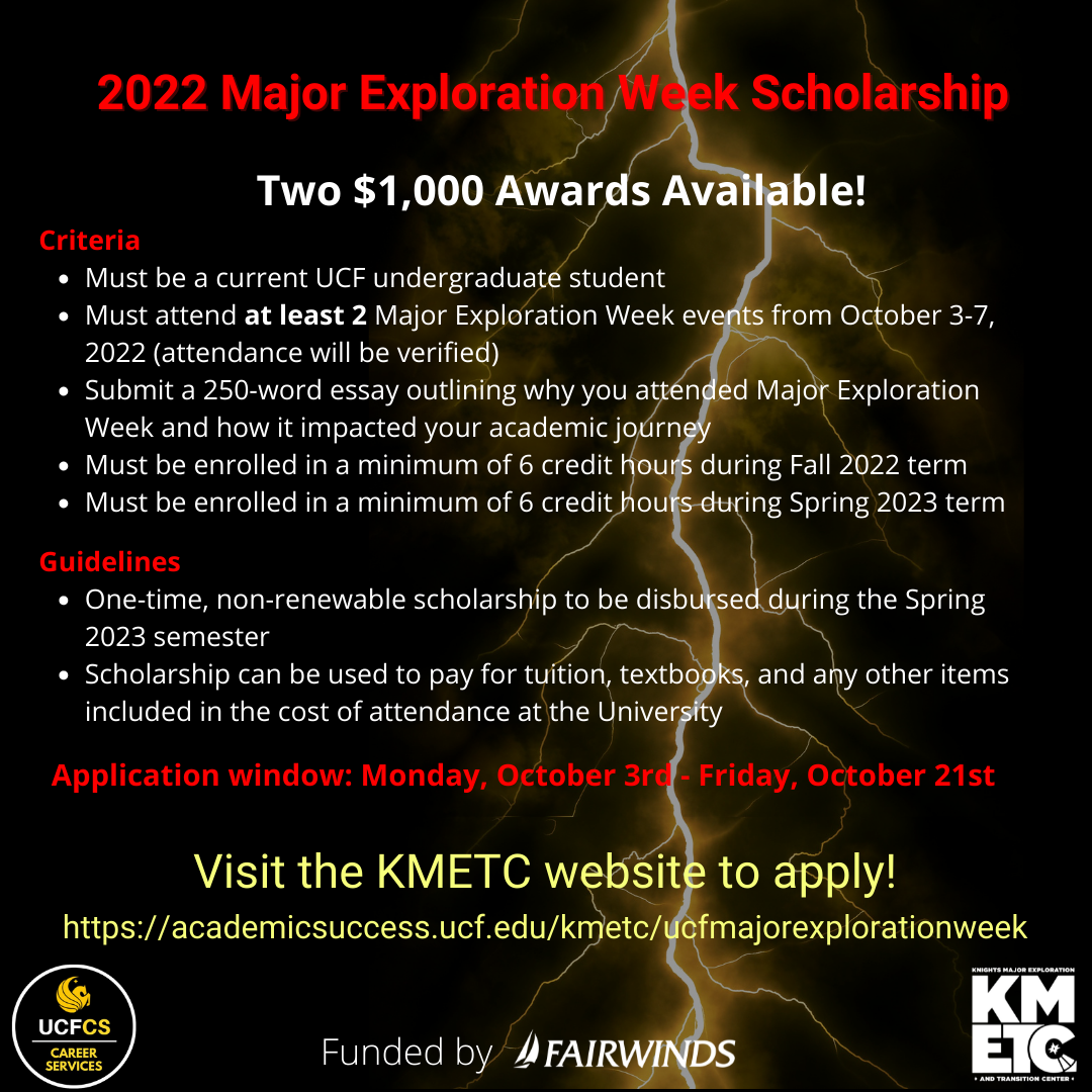 2022 Major Exploration Week Scholarship details
