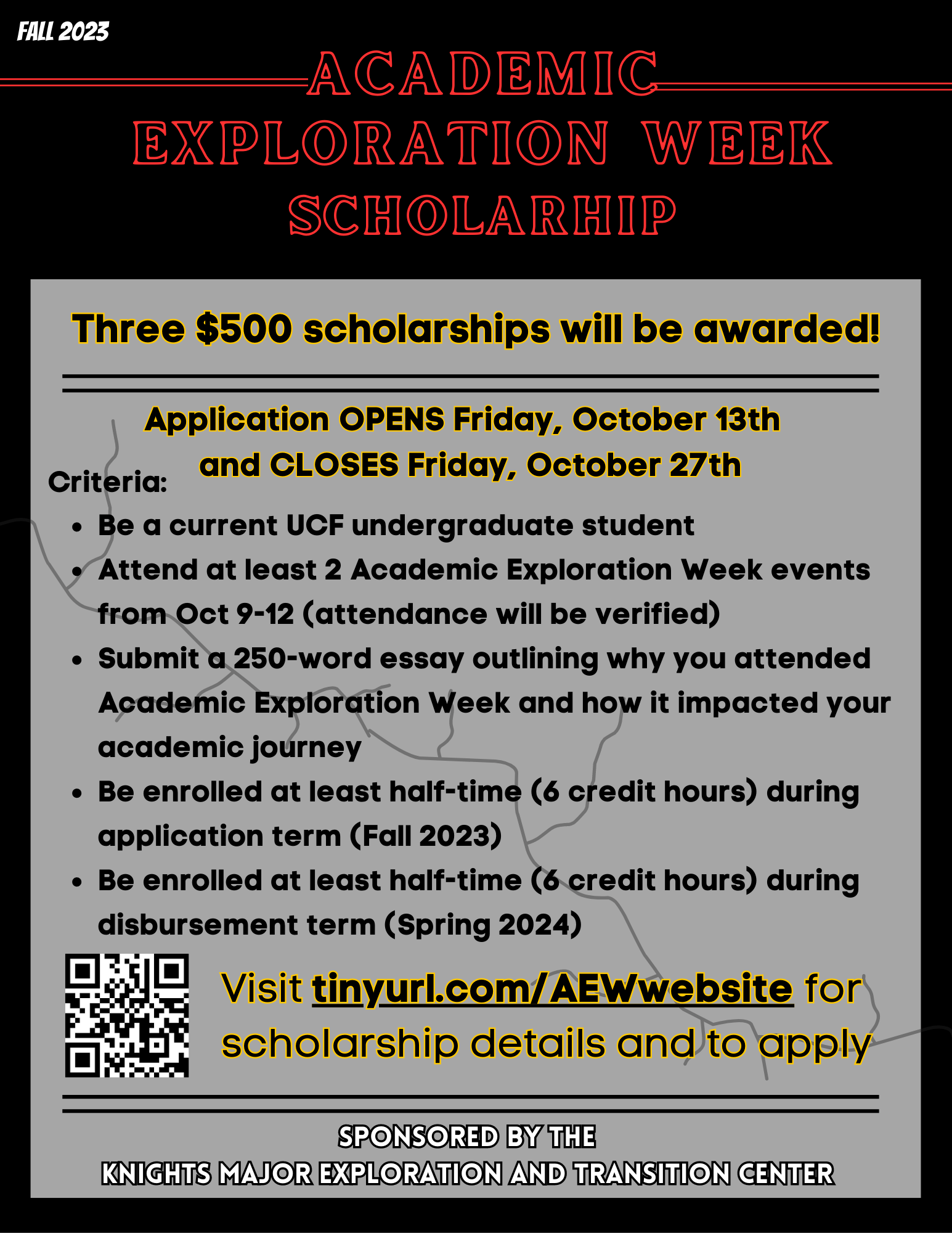 Academic Exploration Week Scholarship Flyer