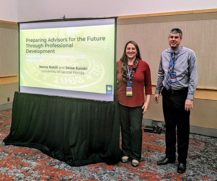 Two people presenting at the NACADA conference