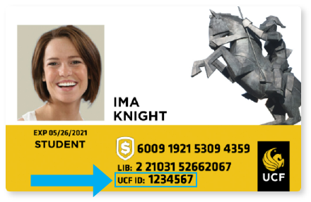UCF ID with arrow