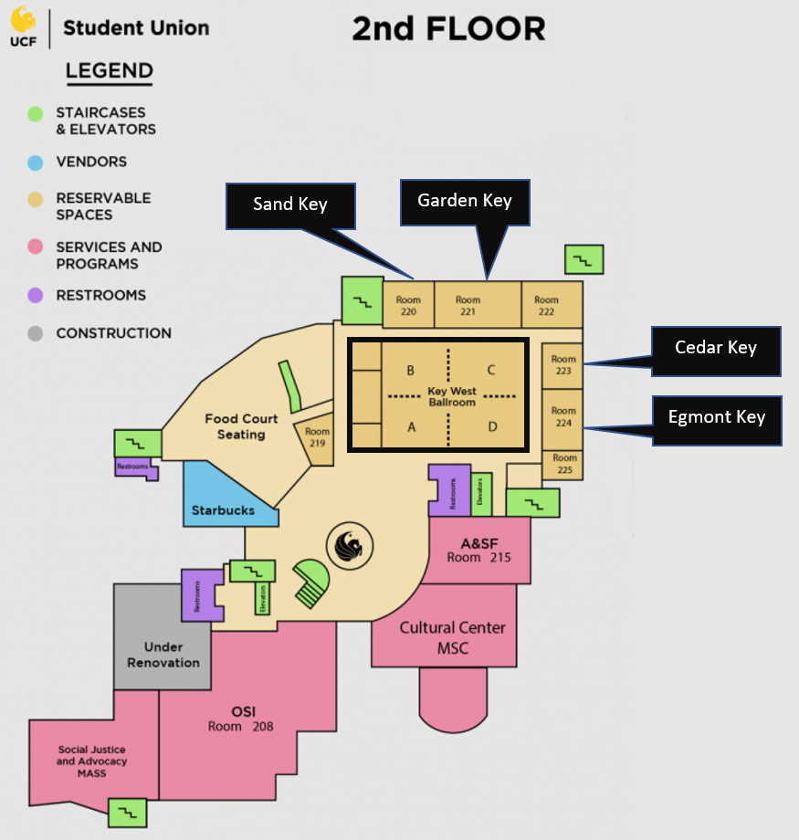 Map of rooms in the Student Union